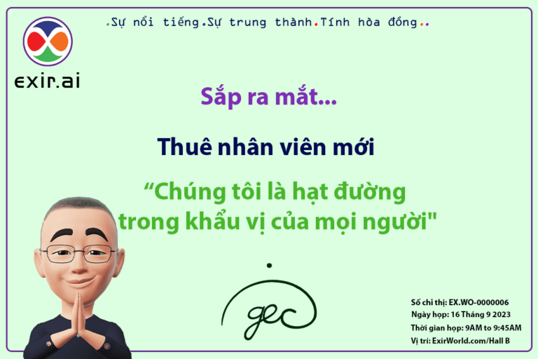 Phòng Nhân sự Tuyển dụng Nhân sự mới cho vị trí CEO (GEC.WO) thay mặt cho ExirWorld