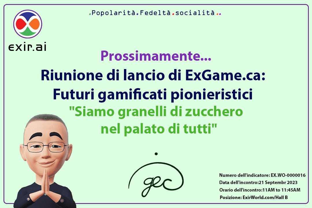 Incontro di lancio di ExGame.ca: pionieristici futuri gamificati