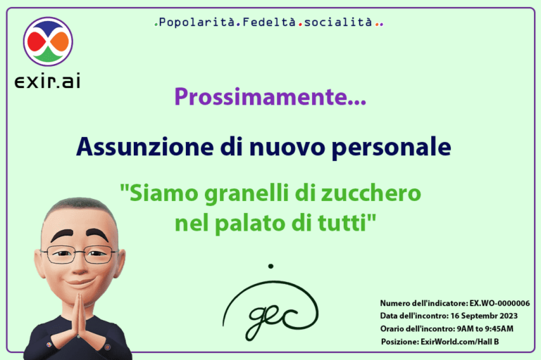 Il dipartimento risorse umane assume nuovo personale per il CEO (GEC.WO) per conto di ExirWorld